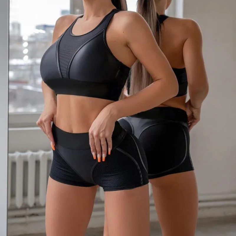 Gym Sets Womens Outfits Mesh Patchwork Workout Clothes for Women