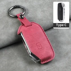 Premium Leather Car Key Case Cover with Keychain - Elegant Accessory (C3)
