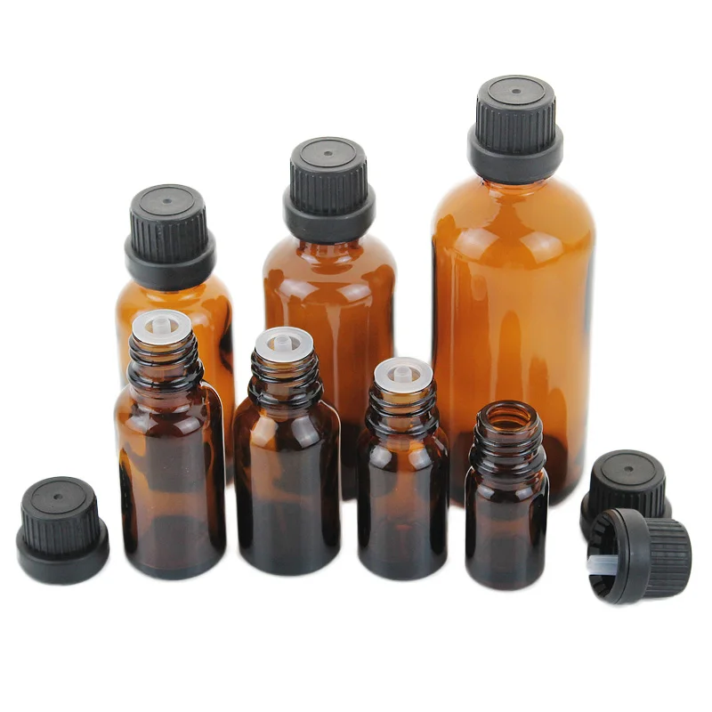 

20pcs 5ml/10ml/15ml/20ml/30ml/50ml/100ml Glass Dropper Bottles Amber Essential Oil Liquid Aromath Pipette Vials Containers Brown