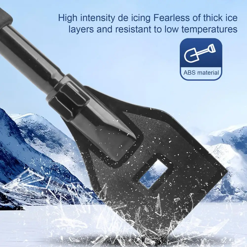 Car Wash Snow Shovel with 3-in-1 Brush Heads Nylon Bristles Rotatable Brush Head Snow Ice Scraper Heavy-duty Shovel