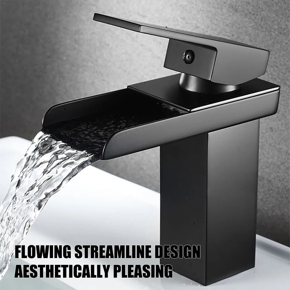 

Bathroom Waterfall Faucet Cold And Hot Water Mixer Tap Deck Mounted Sink Spout Household Bathroom Washbasin Bathtubs Faucet