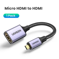 UGREEN High - Speed Micro HDMI Adapter with 4K/60Hz 3D Support - 22cm Cable - 22cm (Metal Grey)