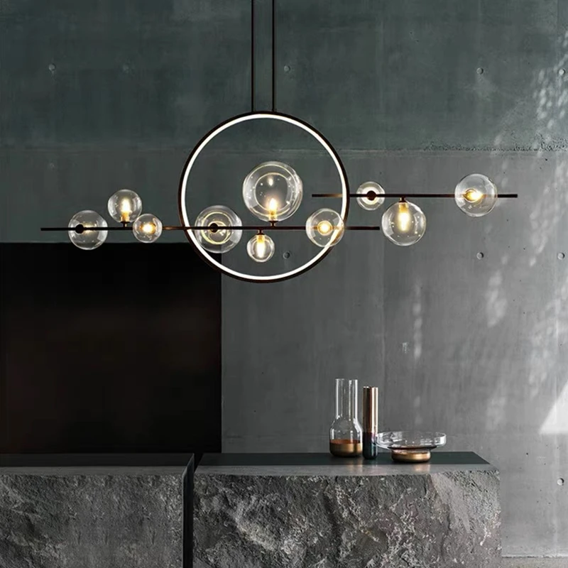 Nordic Designer Bubble Ball Dining Table Chandelier for Restaurant Living Room Bar Creative Personality Glass Lighting Fixtures led chandelier ceiling chandelier