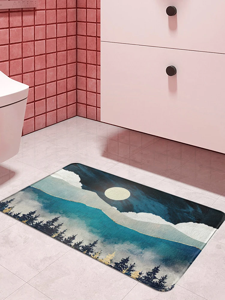 Oil painting blue sky Doormat Kitchen carpet Entrance door mat bathroom mat Carpet in the bedroom Lounge Rug Home Decor Foot