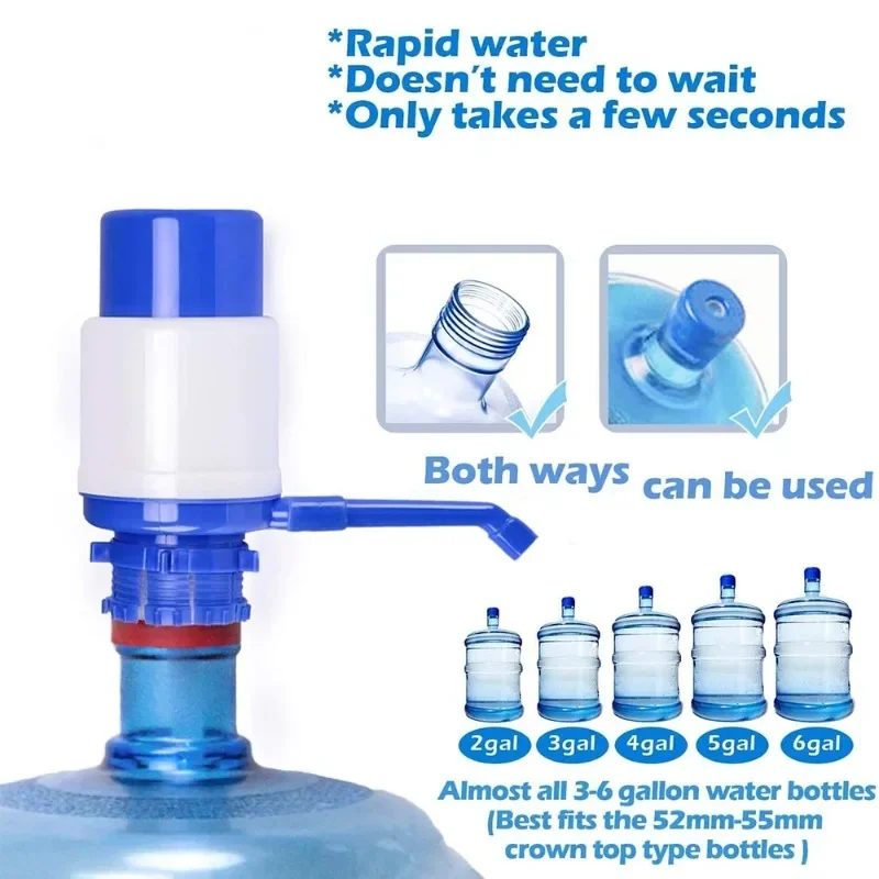 Water Bottles Pump Manual Hand Pressure Drinking Fountain Pressure Pump Water Press Pumps with An Extra Short Tube Food Grade