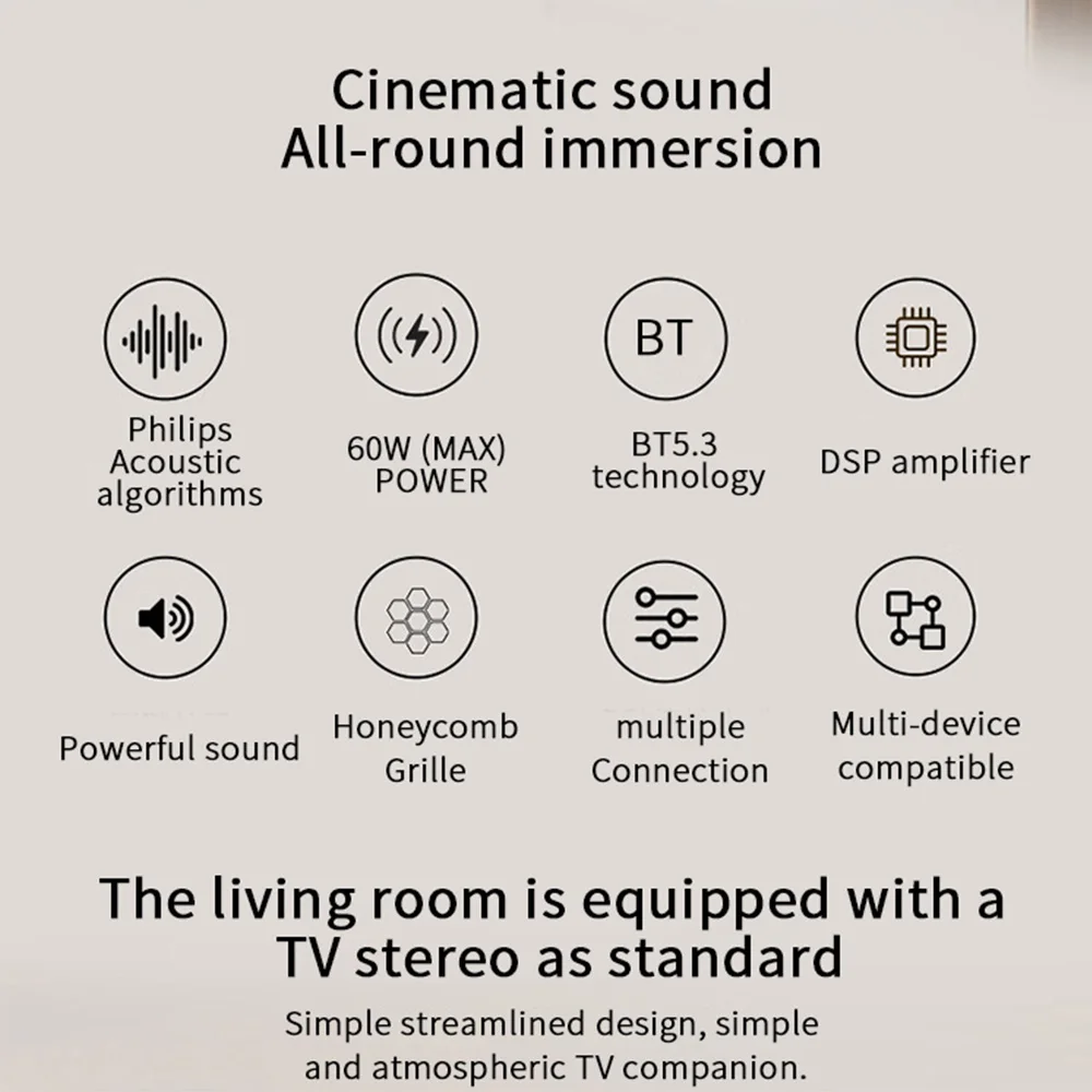 PHILIPS TAB4010 Soundbar Home Theater Sound Effect 2.0 Stereo sound effect used for TV speakers and computer audio systems - Image 4