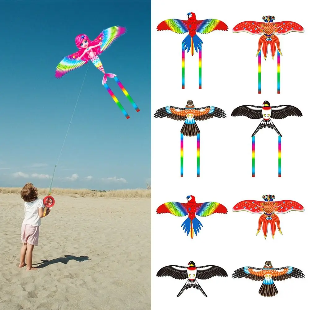 DIY Plastic Dynamic Kites Lightweight Easy Control Fishing Rod Kites Cartoon Long Tail Kites Kids Gift 2