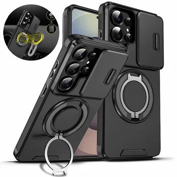 Custodia Protettiva Scorrevole per Fotocamera con Anello Magnetico in Metallo per Auto per Samsung Galaxy S26 Ultra S26 Plus S26Ultra 5G