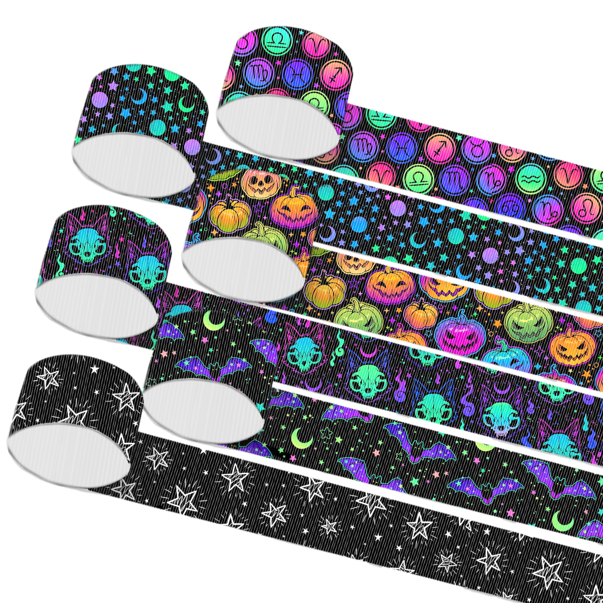 5Y Skull Gradient Star Cat Bat Grosgrain Ribbon 25mm/38mm/75mm Wrapping Hair Bow Making DIY Wedding Decoration Gift Packing 5Y Skull Gradient Star Cat Bat Grosgrain Ribbon 25mm/38mm/75mm Wrapping Hair Bow Making DIY Wedding Decoration Gift Packing