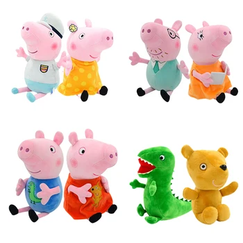30cm Peppa Pig Plush Toy George dinosaur pink Dad Mom Grandma grandpa Stuffed Soft family Doll peluches girl Child Birthday Gift