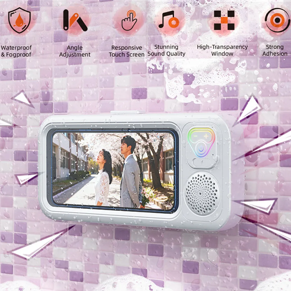 Portable Suction Cup Bluetooth Speaker Bathroom Smart Ultra- Sensitive Touch Screen Soundbar Wireless MP3 Music Player_voghion.com