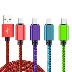 Premium Nylon Braided USB Type C Fast Charging Cable - 2.4A High - Speed Data Sync Charger in Various Lengths - 2m (4 Color)