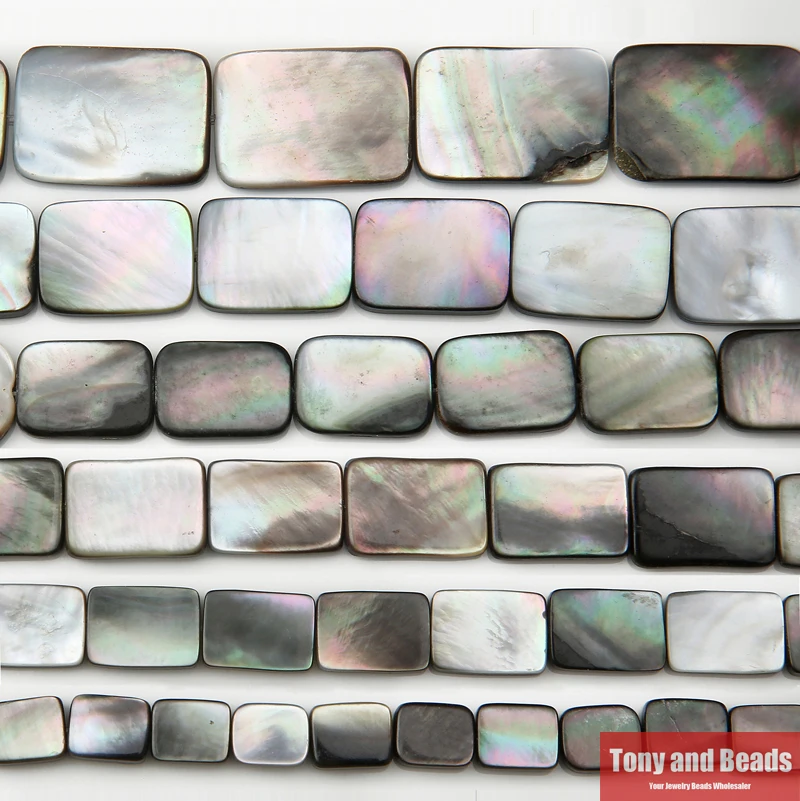 (Ein 15 "Strang = 1Lot! ) Schwarze Lippen schale Rechteck lose Perlen 10x14 12x16 15x20mm Pick-Größe für Schmuck