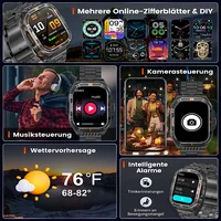 1100mAh Military Outdoor Smart Watch Men 2.01-inch Large Display Compass Sports Watch IP68 Waterproof Bluetooth Call Smartwatch - Image 3