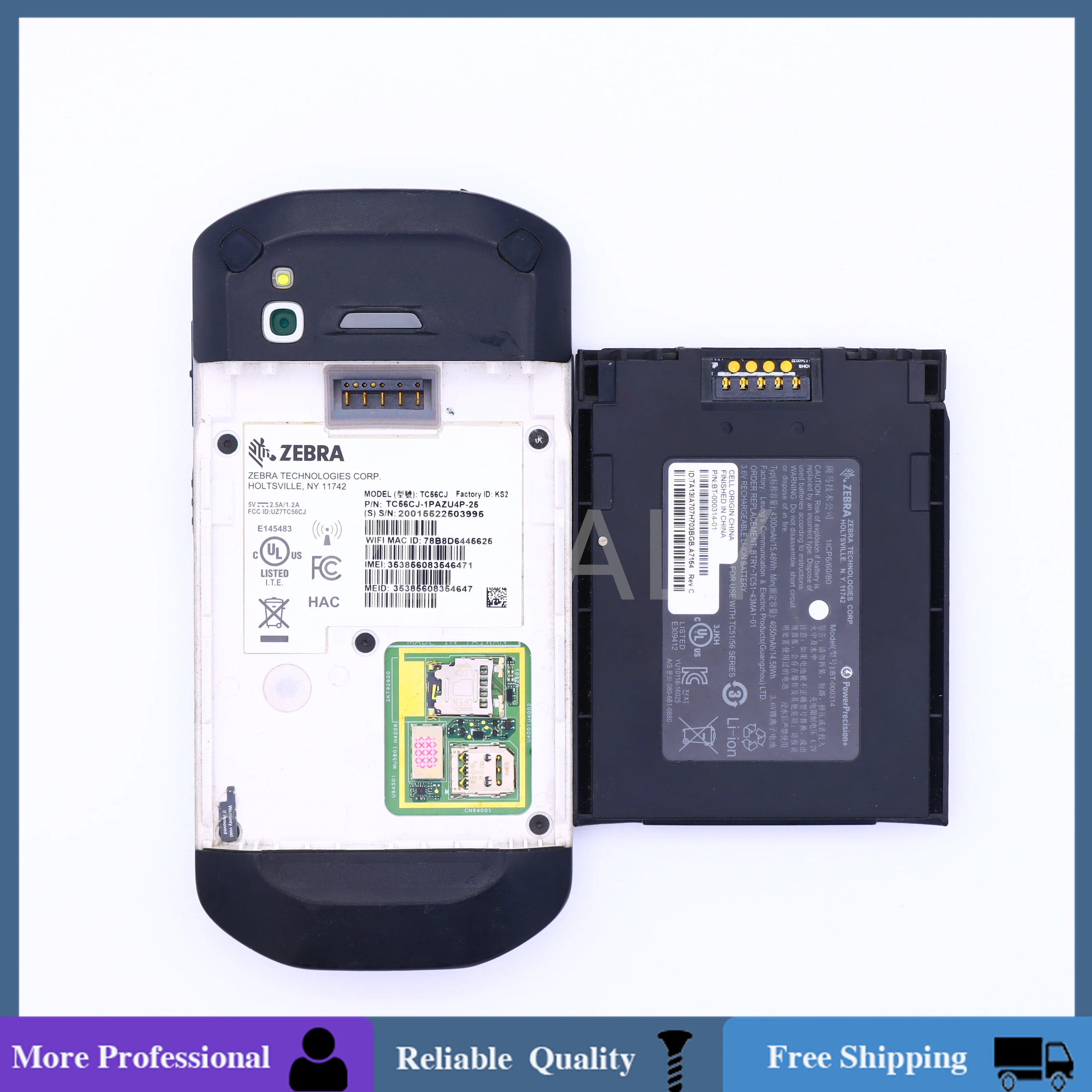 Zebra TC56 TC56CJ TC56CJ-1PAZU4P-25 Mobile Computer Android 6.0 SE4710 Barcode Scanner Battery
