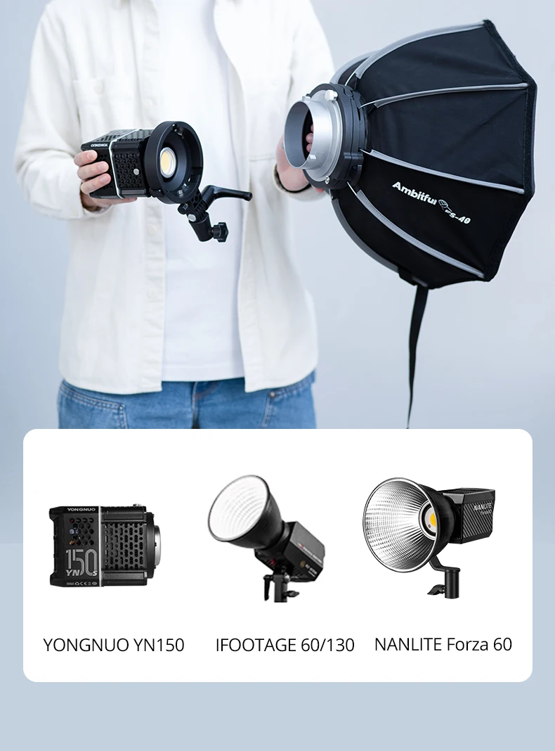 MB01 MB02 Mini Mount to Bowens Mount Adapter Quick Set-up for YONGNUO YN150 IFOO