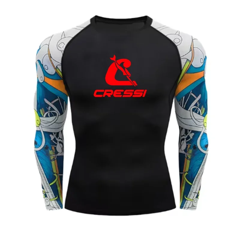 Mens Long Sleeve Rashguard Upf 50 Sun Protection Surf Shirt Quick Dry Breathable Swimming Tight T-shirt Summer 2023 Gym Clothes 4