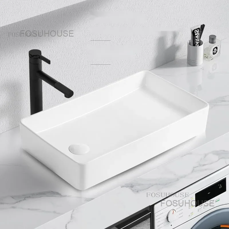 Small Stage Bathroom Sinks Balcony Wash Basin Side Drainage Ceramic Wash Basin Table Bathroom Sink N p