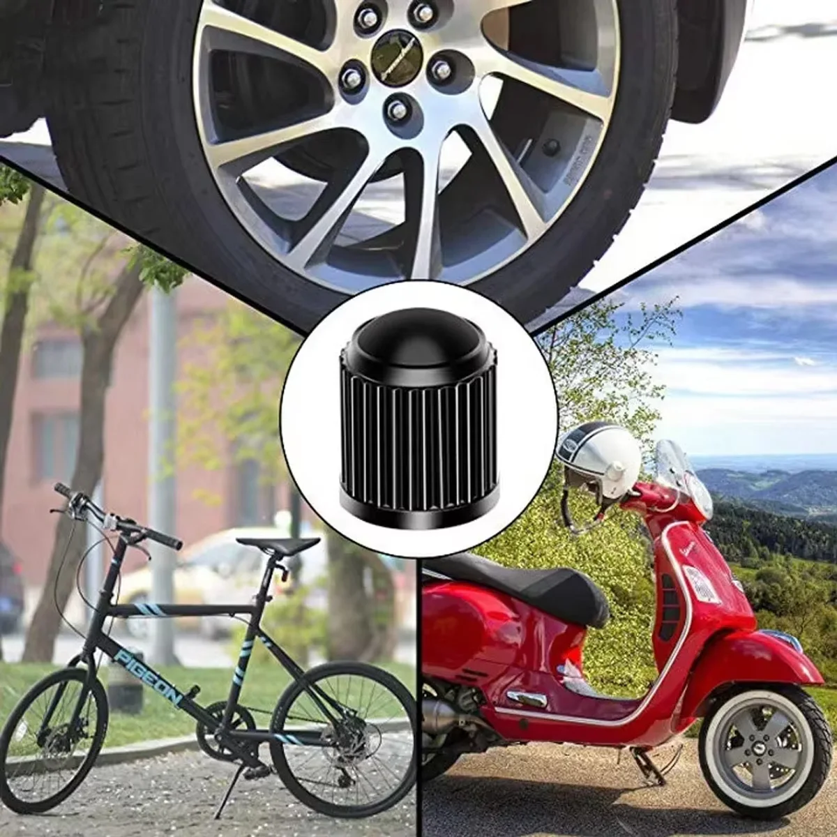 Black Tire Air Stem Valve Caps - Multipack Options Available