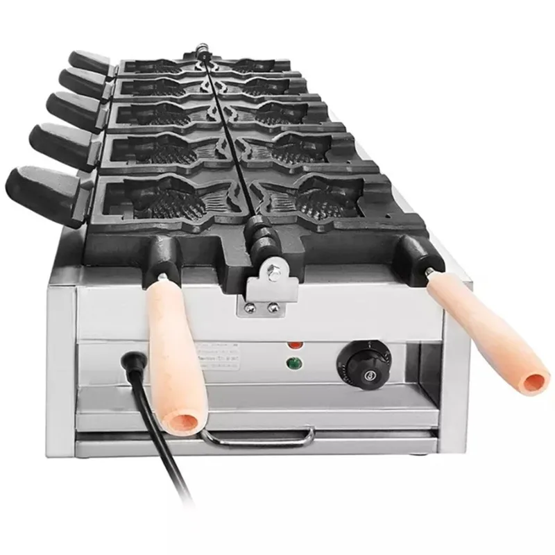 3KW Electric Fish Waffle Taiyaki Maker Japanese Fish-shaped Pancake Waffle Cone Making Machine