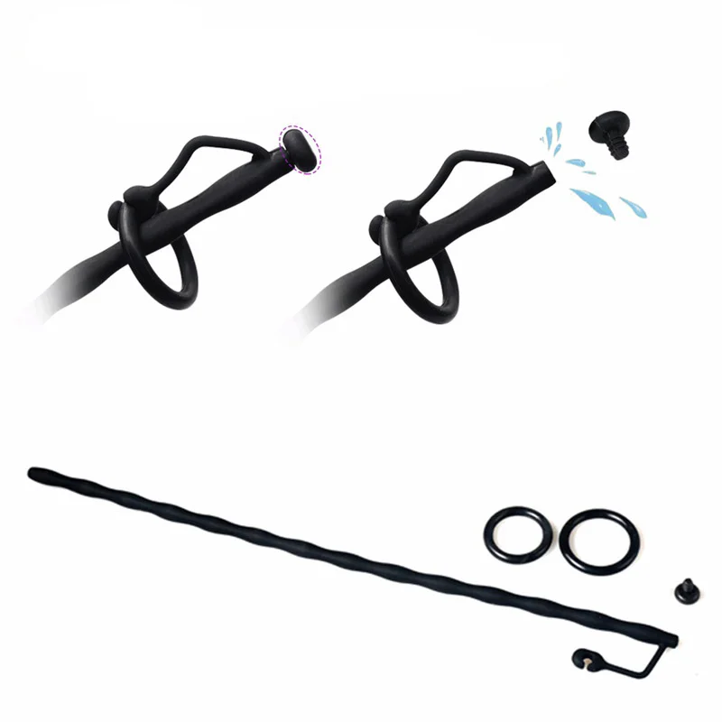 Urethral Dilator Silicone Urethral Dilator Men Masturbator Silicone Hollow Urethral Catheter Dilator Penis Plug Insertion Urethral Cather Horse Eye Irritation Sextoys