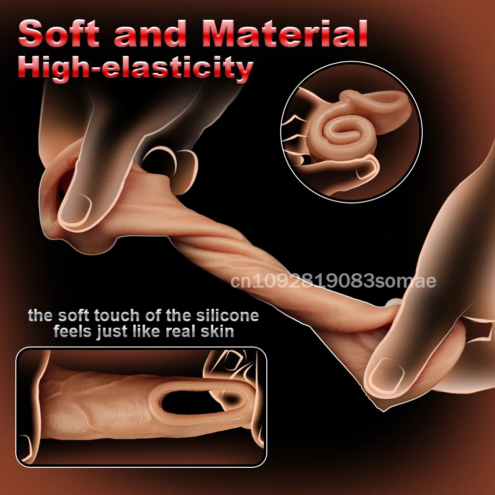 Silicone Extender Dick for Men Penis Cock Sleeve Male Penis Enlarger Extender Thicken Cock Ring Adult Sex Toys Enlarge Cond