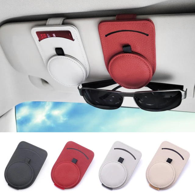 Caja de gafas de parasol de coche Universal para coche, Clip para gafas de  sol, soporte para tarjeta, estuche de bolígrafo, accesorios para coche -  AliExpress