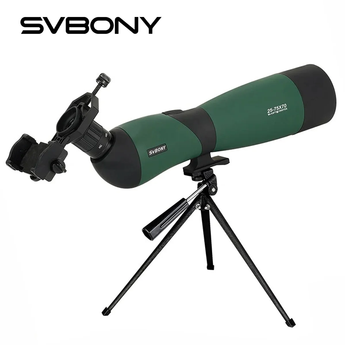 Telescope Binoculars Spotting Scope 25-75x70mm SVBONY SV403 Multi-Coated Optics Monocular 64-43ft/1000yards With Table Tripod