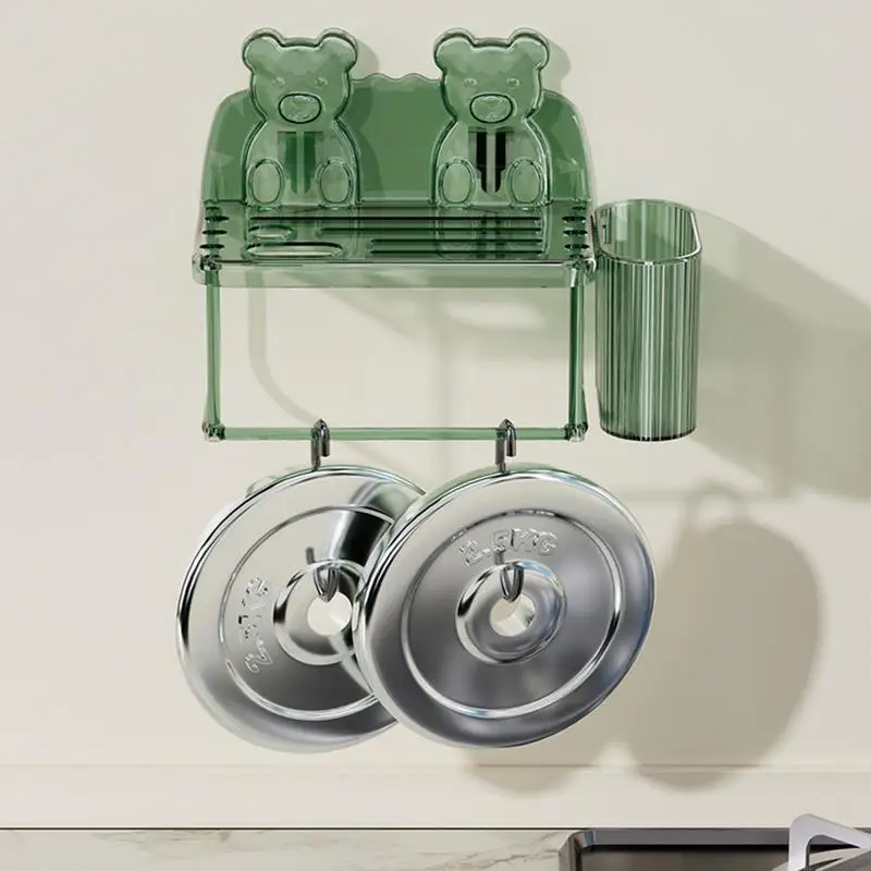 Porte-Baguettes Mural Suspendu, Éponge sans Jolie çon, mir d\'Évier Opaque, Design EvaluBear, Support de vaccage d\'Ustensiles