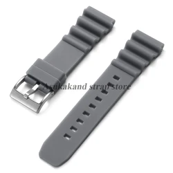 Men's Sport Waterproof Diving Silicone Watch Strap - 20mm/22mm - 22mm (Grey - Silver)