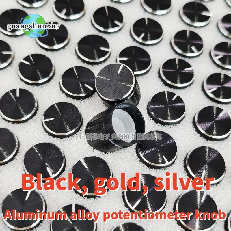 aluminum alloy 15*17mm potentiometer 15*17 knob rotation switch volume control knob black silvery 10PCS potentiometer knob