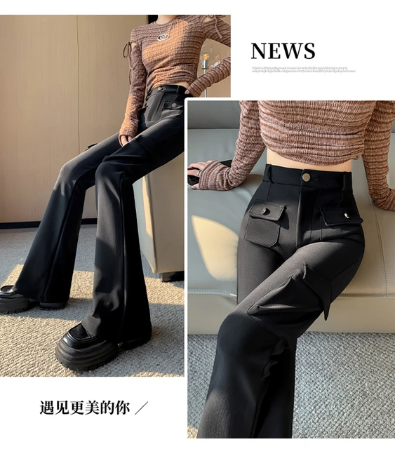Jielur Split Zipper Buttons Women Trousers Korean Fashion Casual