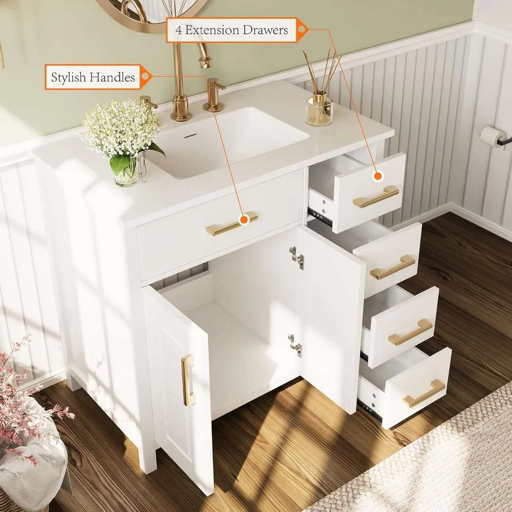 36" Bathroom Vanity with Sink Combo, Undermount Small Single Bathroom Cabinet Set, Includes 37" Countertop & Integrated Sink 3