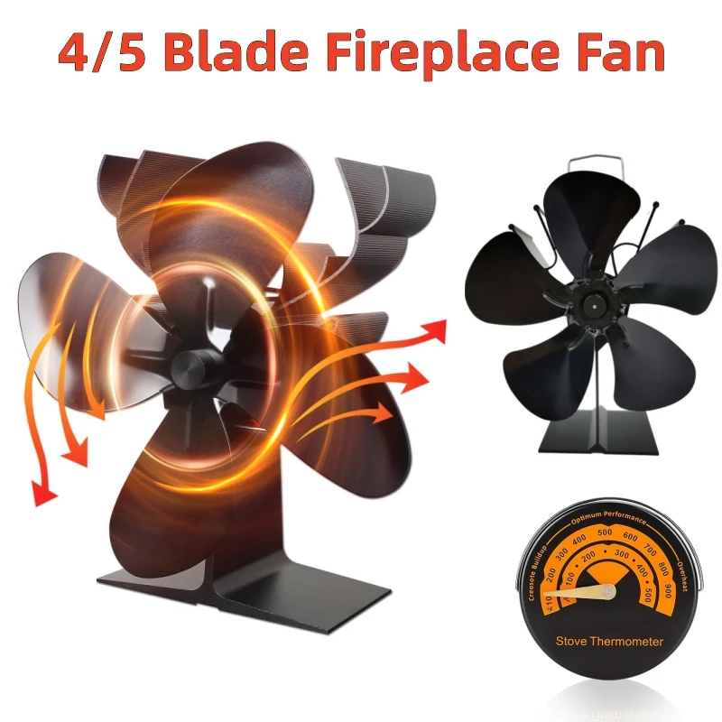 4/5/7 Blade Fireplace Fan Non-Electric Fan Wood Stove Heat Powered Silent Operation Thermoelectric Eco Fans For Home Burner