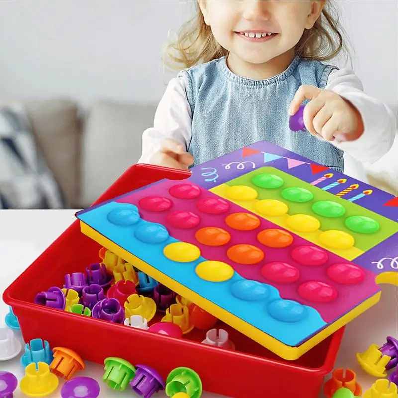 Button Art Toys Crafts for Toddler Activities Game Peg Board