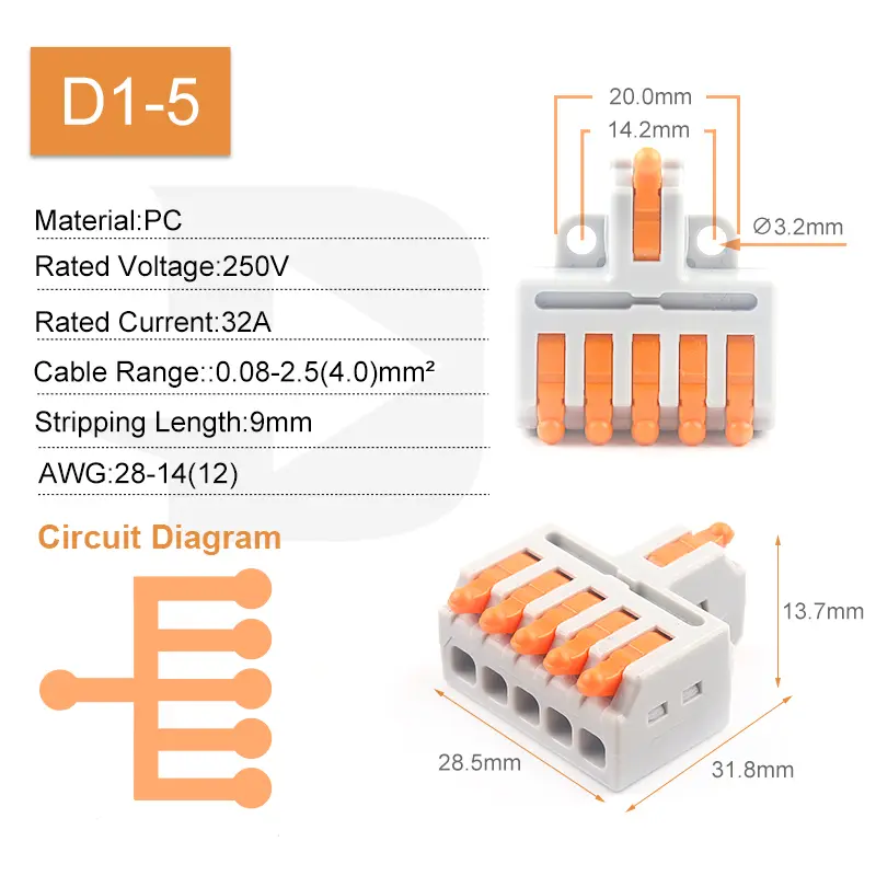 5PCS Fast Wire Connector Push-in Electrical Terminal Block Universal Splicing Wiring Cable Connectors For Cable Connection SPL ﻿ - Image 18