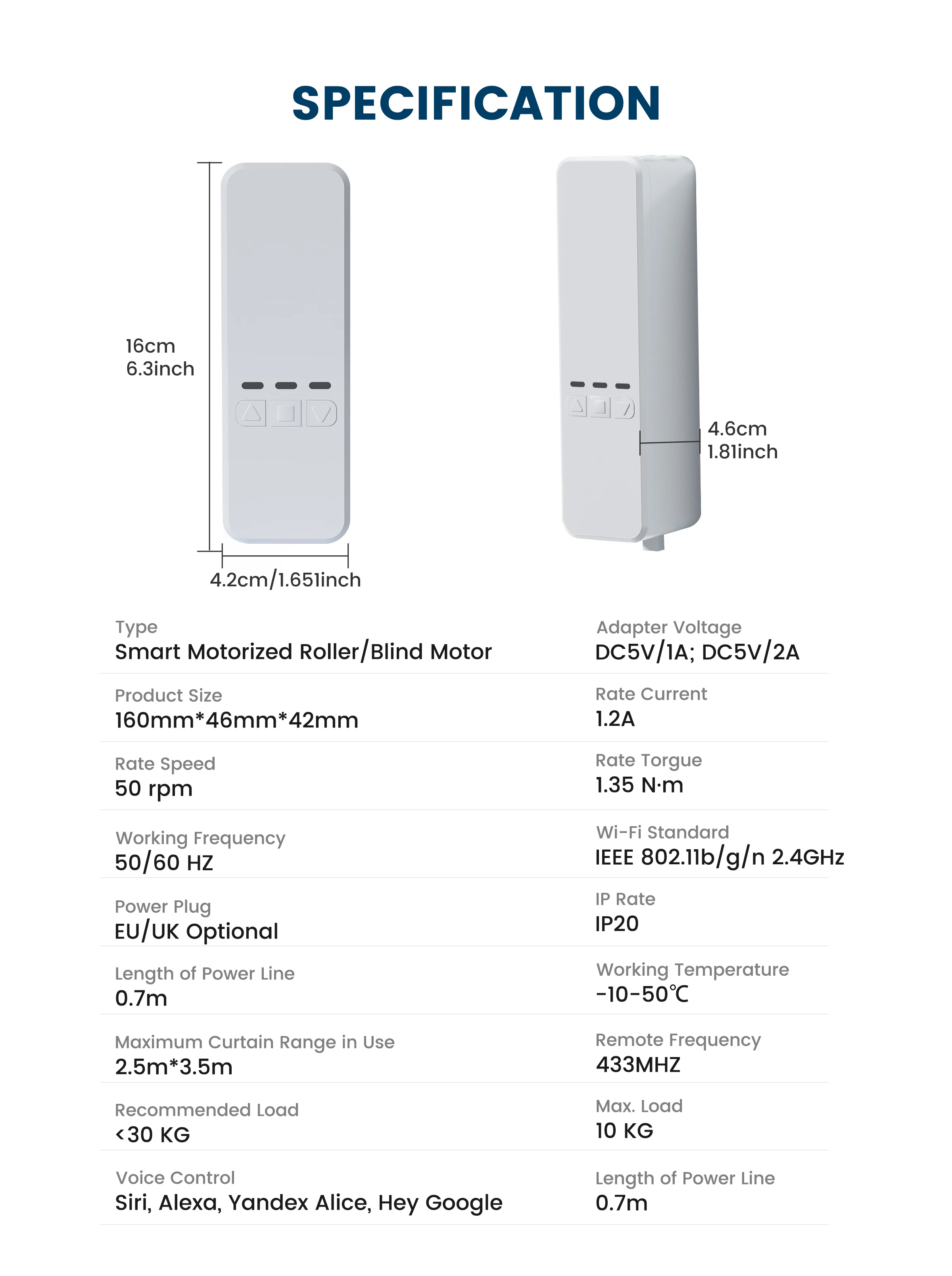 Smart Curtain Motor - WiFi Motorized Roller Shade with Alexa  Google Home Support