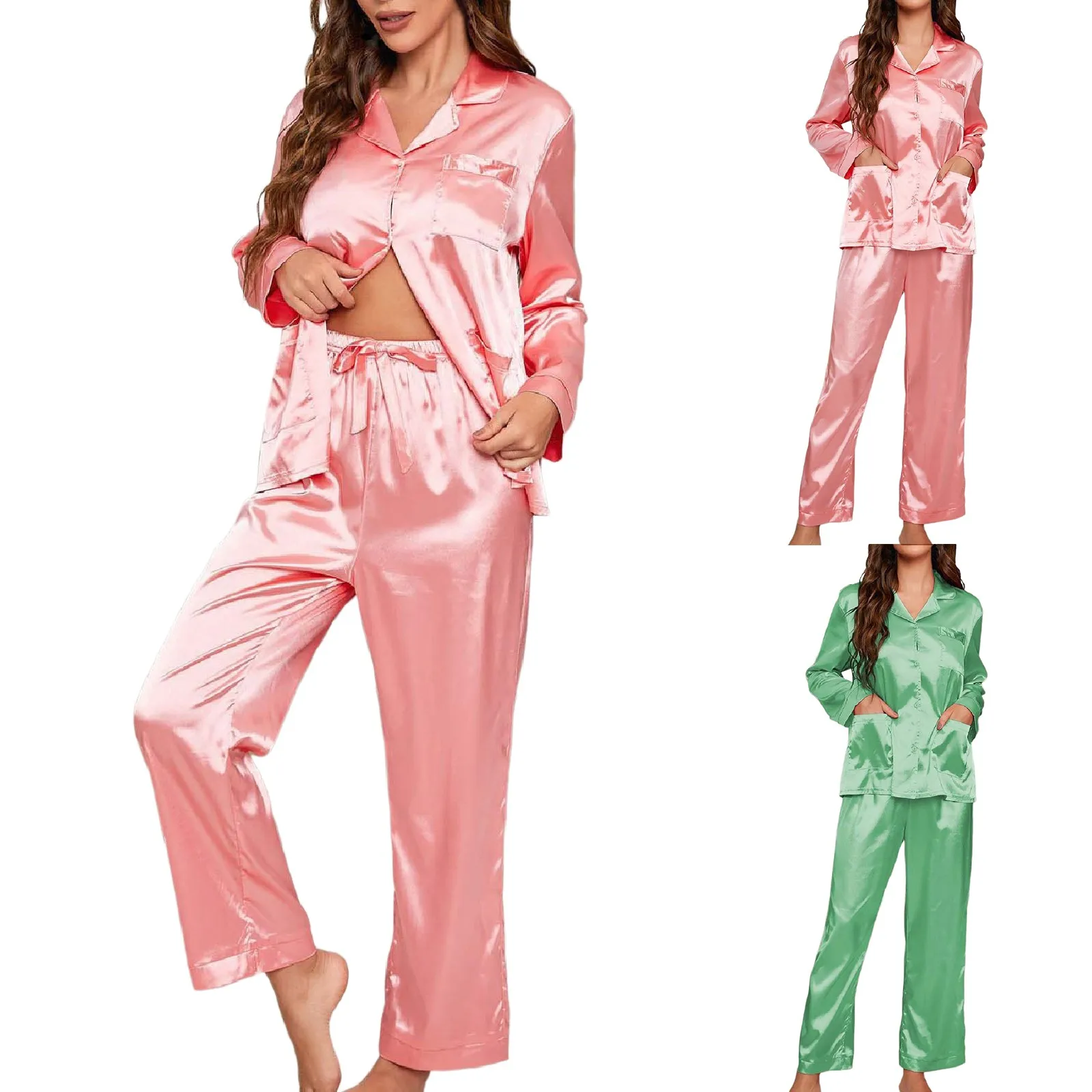 Womens Long Sleeved Pajamas Soft Button Loungewear Pajamas And Casual Suits Teen Pajamas