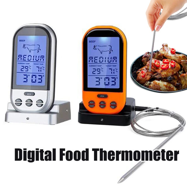 Digital BBQ Meat Thermometer Wireless Probe Grill Oven Portable Food  Thermomet Remote Timmer Picnic Barbecue Thermometer Outdoor - AliExpress