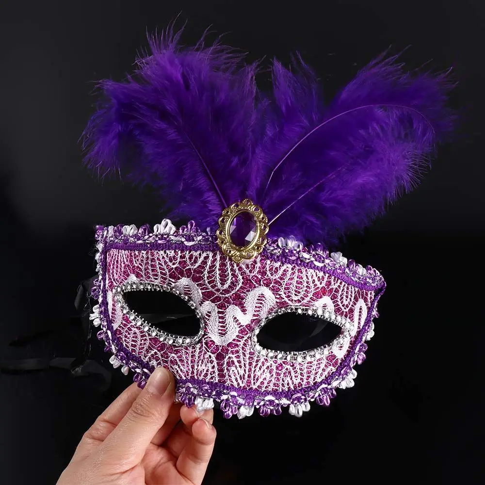 Party Mask Woman Masquerade Luxury Peacock Feathers Half Face Mask Cosplay Costume Venetian Mask For Children
