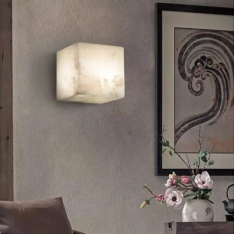 Spanish Natural Marble Wall Lamp Backdrop Creativity Bracket Lighting for Hallway Staircase Bedroom Bedside Art Home Wall Decor