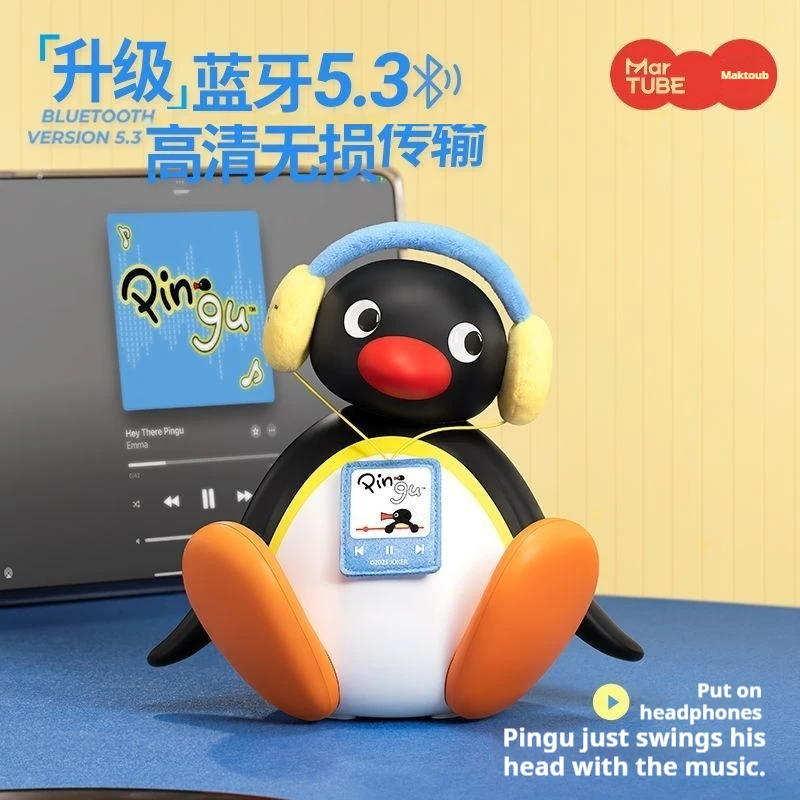 Pingu Listening To Music Shaking Head Penguin Baby Speaker