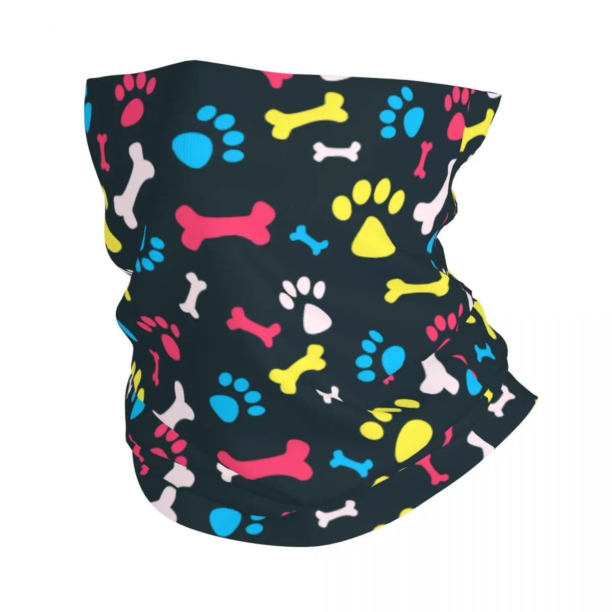 

Cool Pet With Dog Paw Prints Bones Bandana Neck Gaiter Printed Balaclavas Face Scarf Warm Headband Running Men Adult Washable