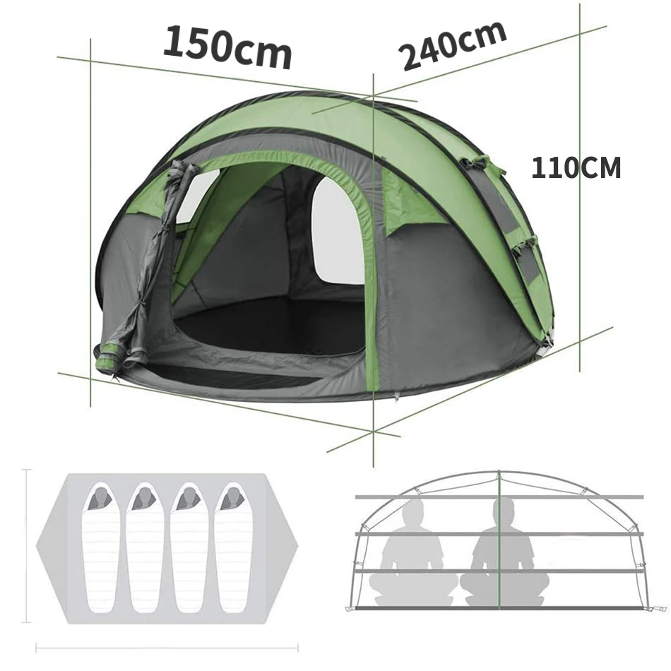 1-4 Person Outdoor Automatic Camping Tent Beach Tent for Outdoor Waterproof Beach Camping Travel camping tent portable tent
