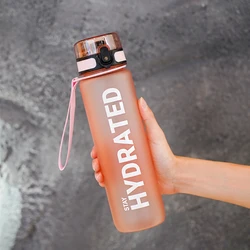 Large Capacity Transparent Water Bottle - 1000ml, with Cap and Handle, Available in Multiple Colors, Perfect - 1L (Pink)