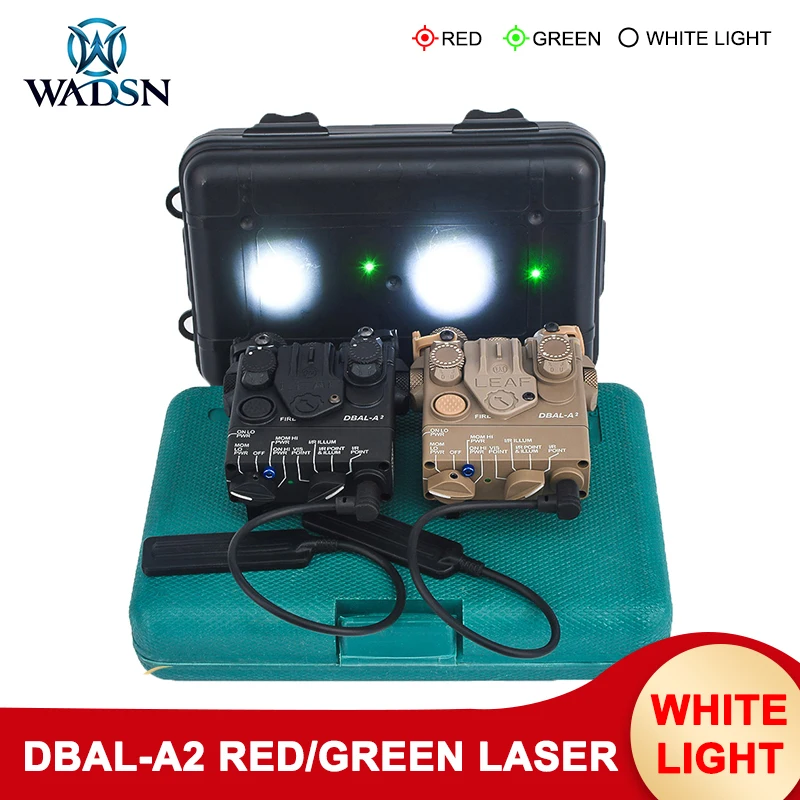 WADSN DBAL-A2 Red Green Dot Dual Beam Laser Sight Flashlight Tactical DBAL PEQ Aiming Airsoft Guns Weapon AR15 Rifle Light NO IR