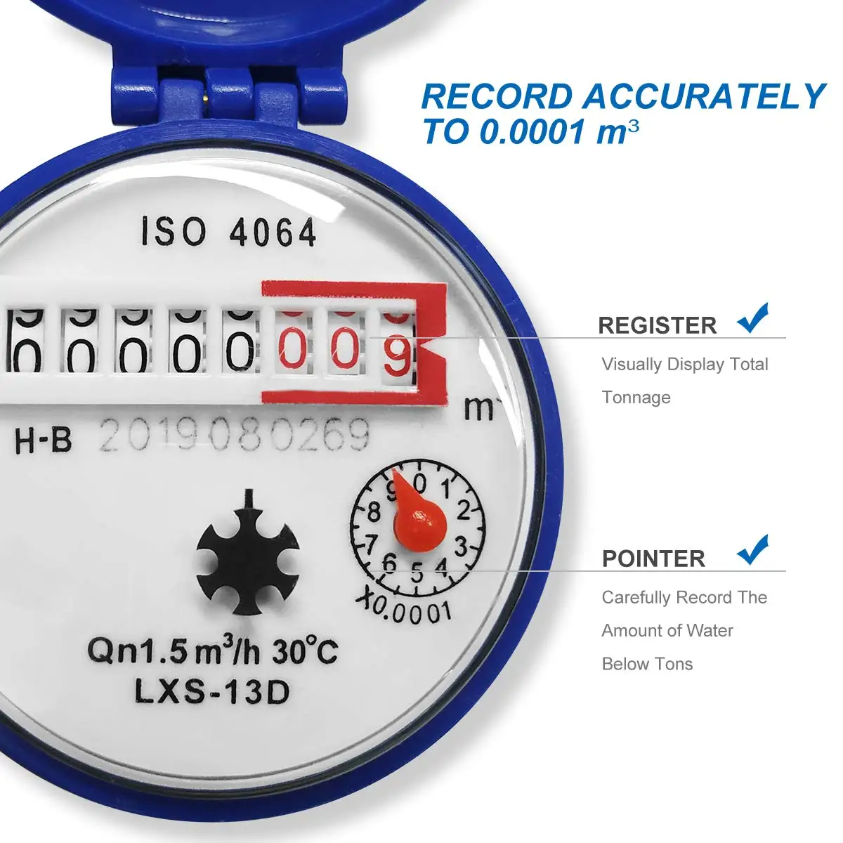 Water Meter Fow Meter Cubic Cold Water Meter 15mm Water Dry Table Measuring Tools for Garden and Home Usage