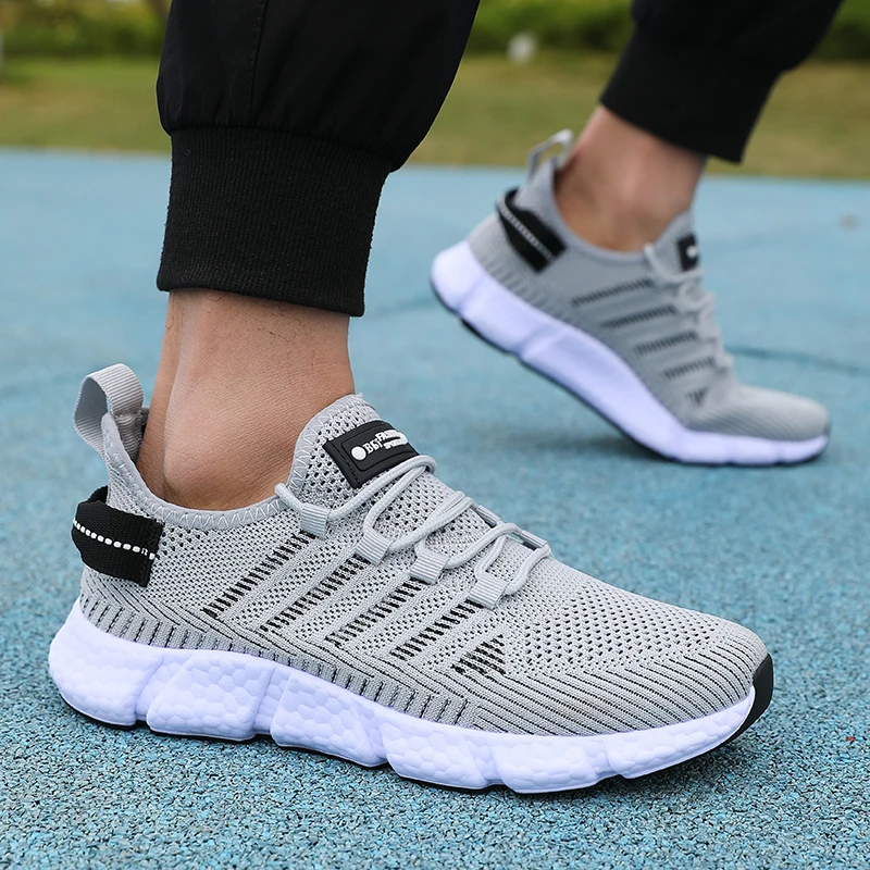 Men Soft Soled Running Shoes  Lightweight Mesh Knitted Walking Shoes Breathable Tenis Masculino Summer Direct Sales Sneakers Men