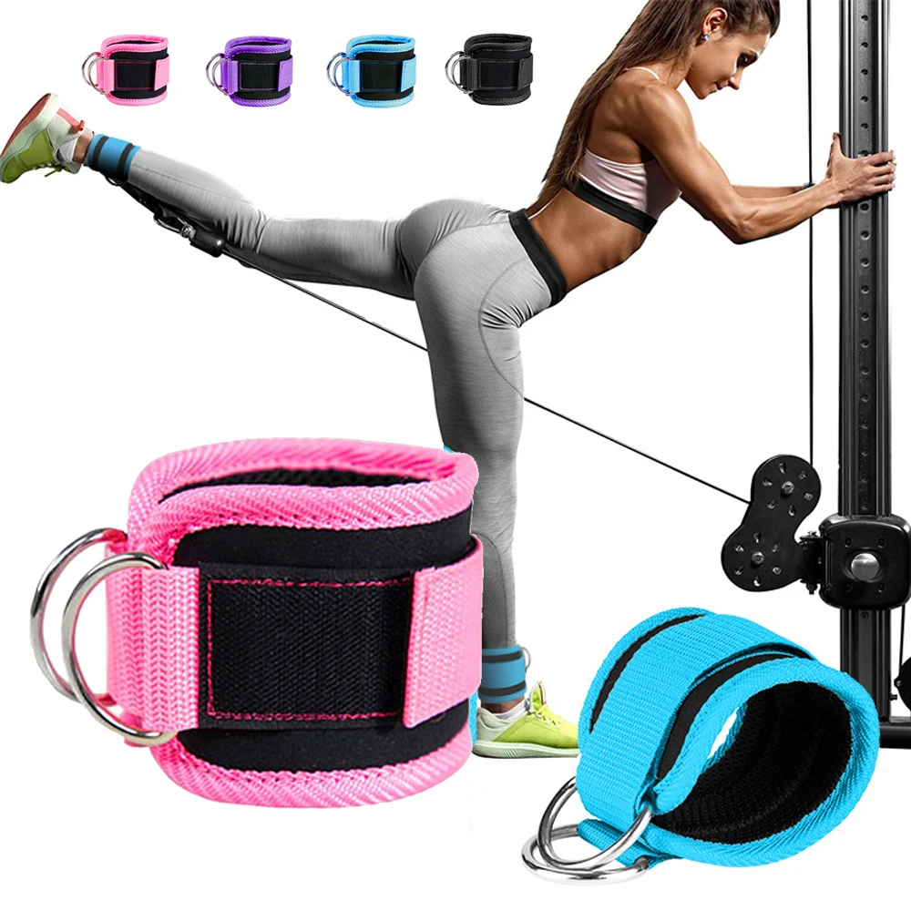 1Pair Fitness Ankle Straps Leg Exercises Adjustable DRing Ankle Cuffs
