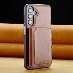 Versatile Magnetic Leather Wallet Phone Case with Card Holder & Kickstand Feature - Samsung S26plus (Brown)